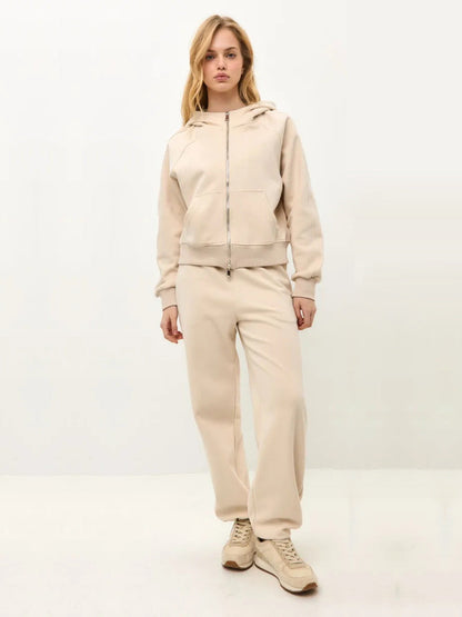Damen Sportset Kapuzenjacke Jogginghosen Baumwolle