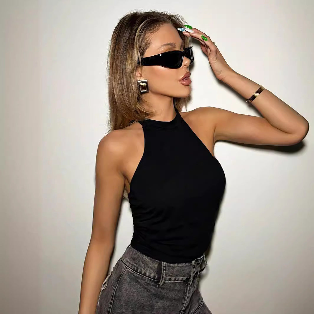 Damen Crop- Halterdesign Figurbetonter Stoff Norvielle