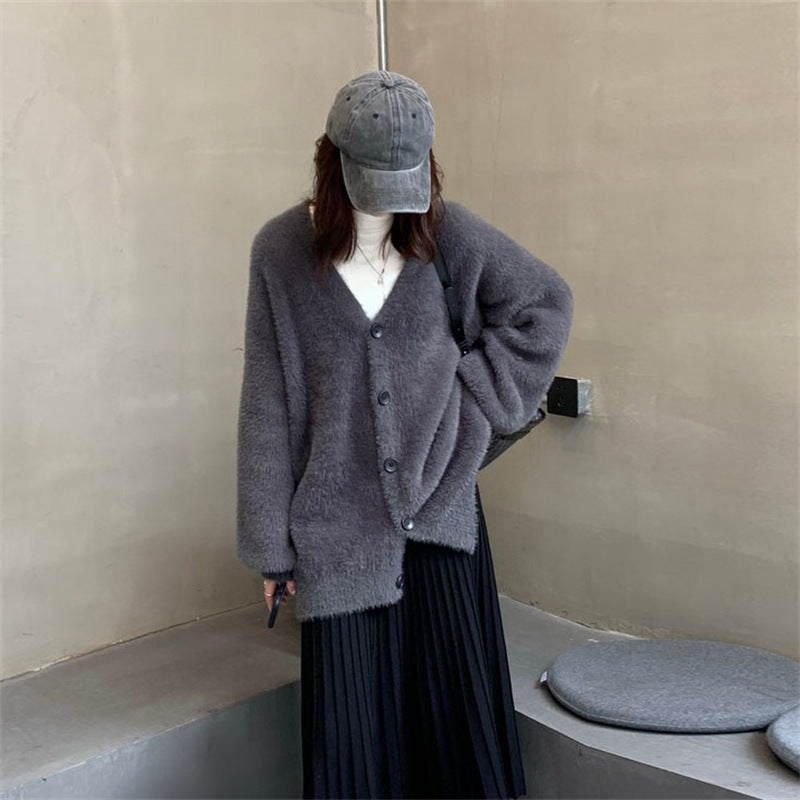 Damen Flauschiger Cardigan Weit Geschnitten Norvielle