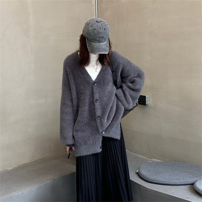 Damen Flauschiger Cardigan Weit Geschnitten Norvielle