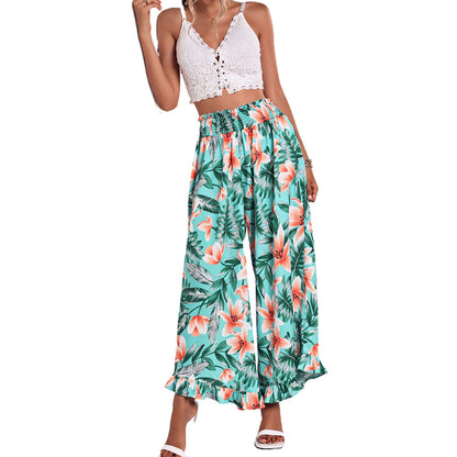 Damen Strandhose Floralmuster Elastischer Bund Norvielle
