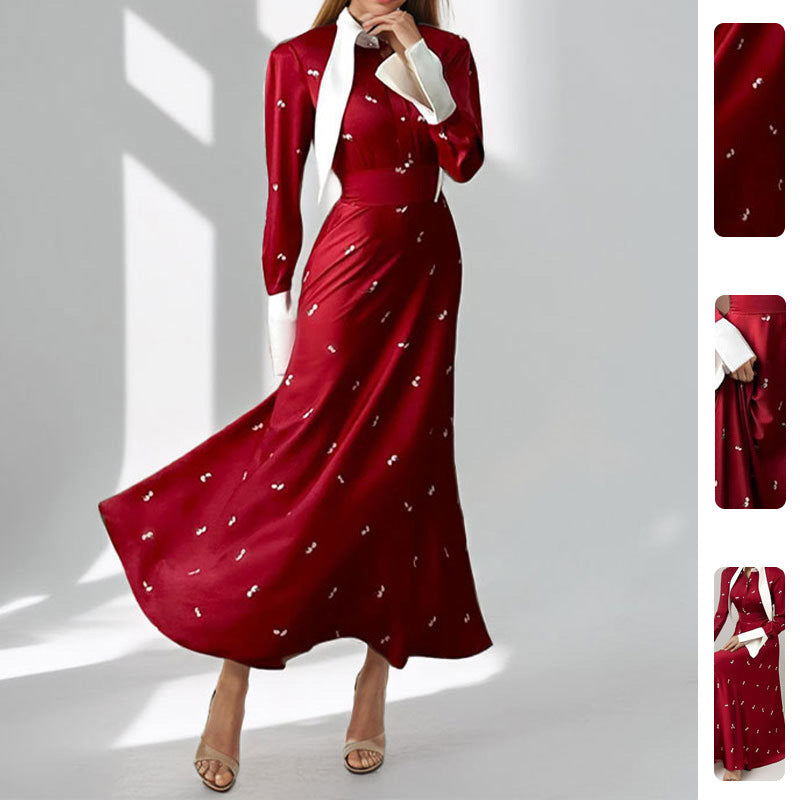Damen Maxikleid mit Drapierung und Langärmlen Norvielle - Norvielle