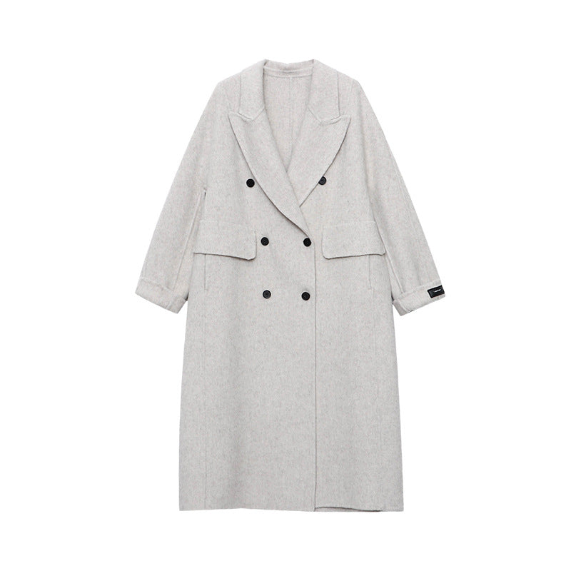 Damen Oversized-Mantel Doppelter Knopfleiste Taschen Norvielle