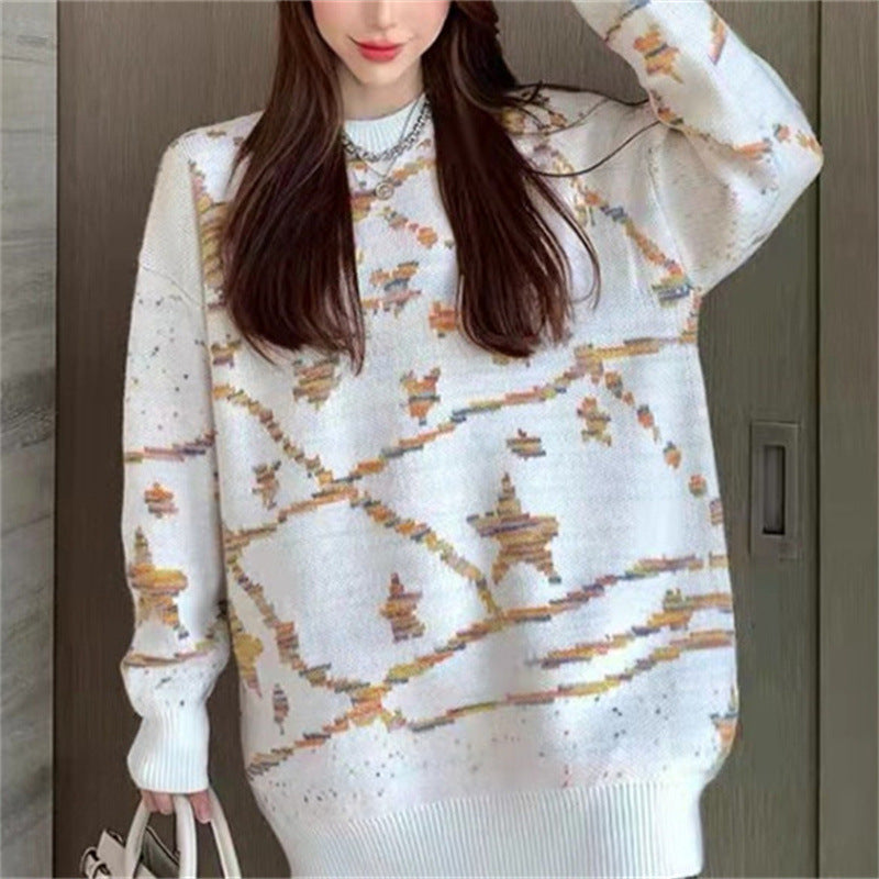 Damen Strickpullover Kreatives Muster Norvielle