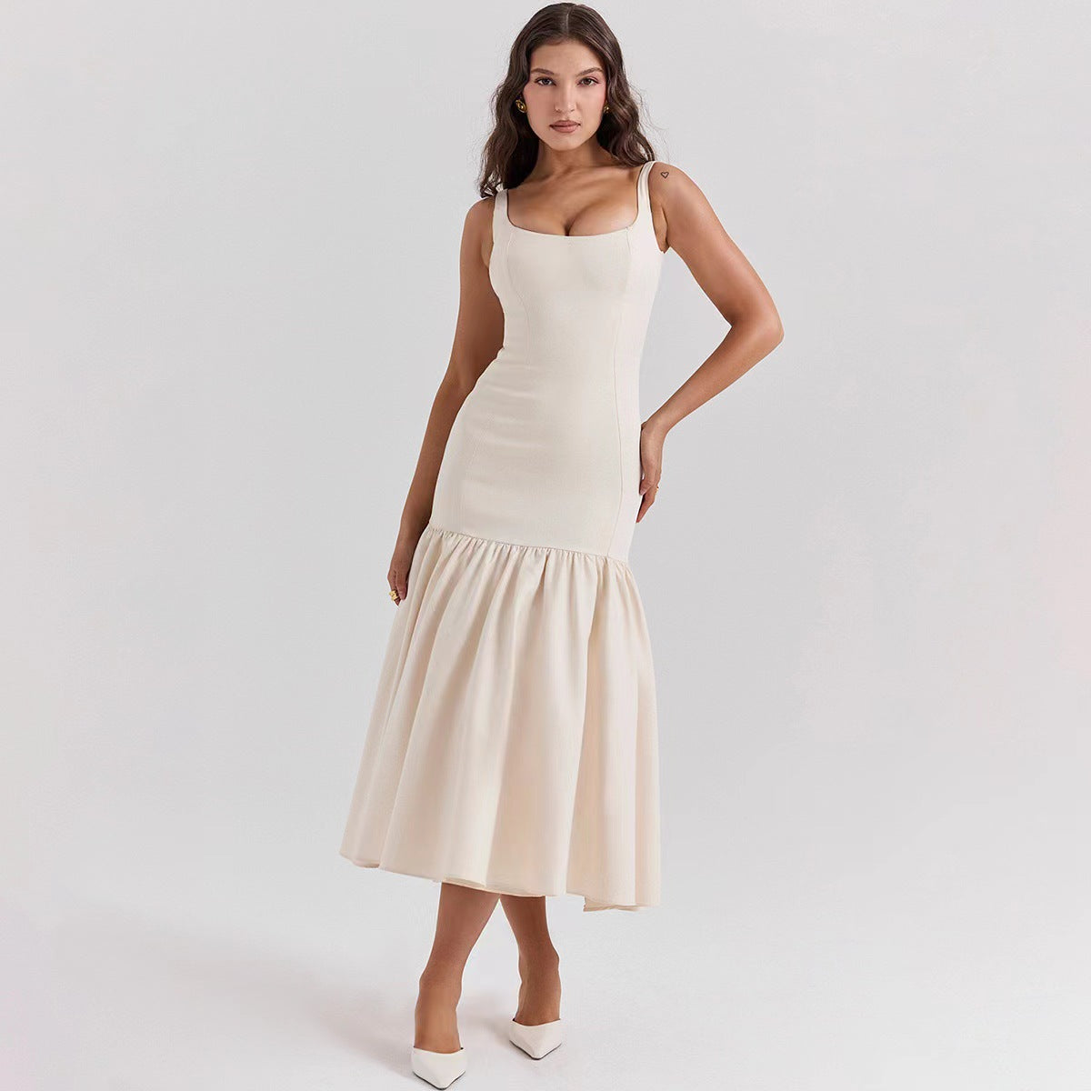 Elegantes Damen Maxikleid Rüschen