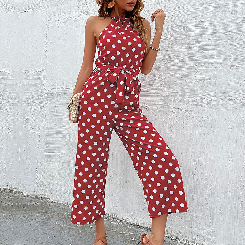 Damen Jumpsuit Modern Punkte Verspielter Gürtel Norvielle