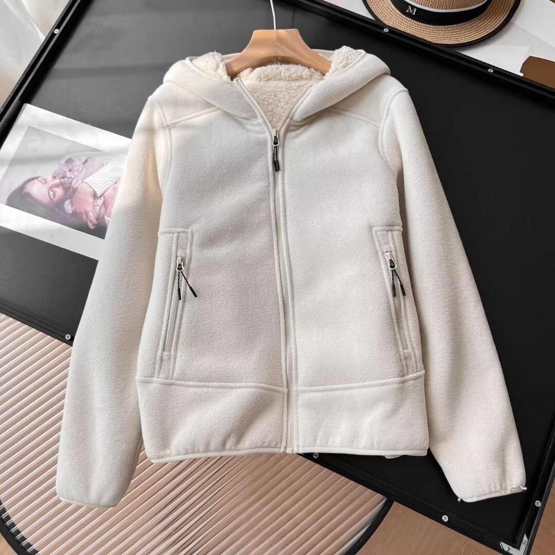 Damen Fleecejacke Kuscheliges Innenfutter Reißverschlusstaschen