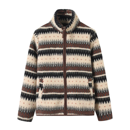 Damen Fleecejacke Hochkragen Modisches Muster Norvielle