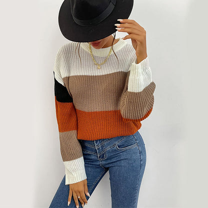 Damen Strickpullover Bunt Blockdesign