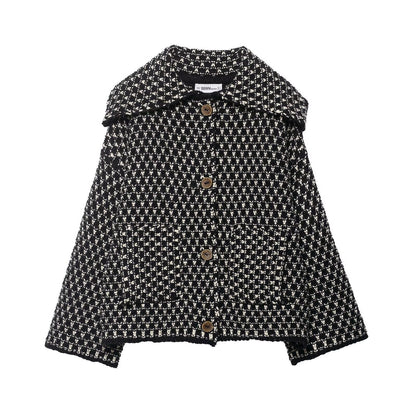 Damen Kurzjacke Kariert Knöpfe