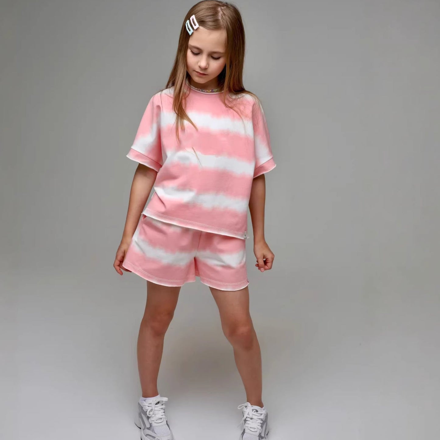 Damen T-Shirt und Shorts Set Tie-Dye Modern Farben