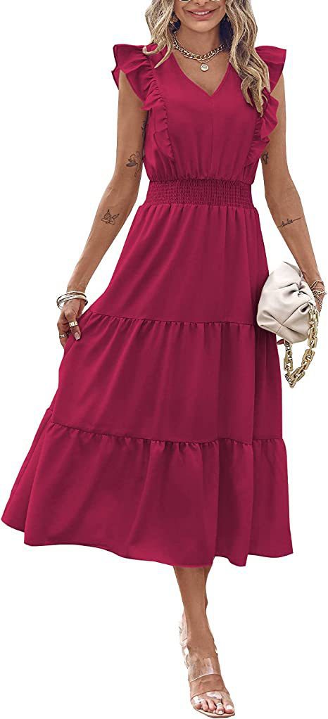 Damen Langarm-Kleid mit Volumenrock Norvielle