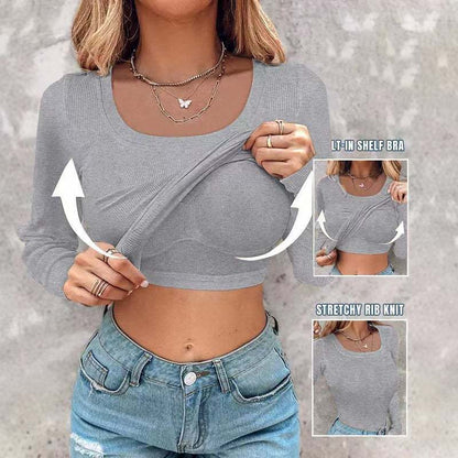 Damen Cropped Langarmshirt Mit Trägershirt Norvielle