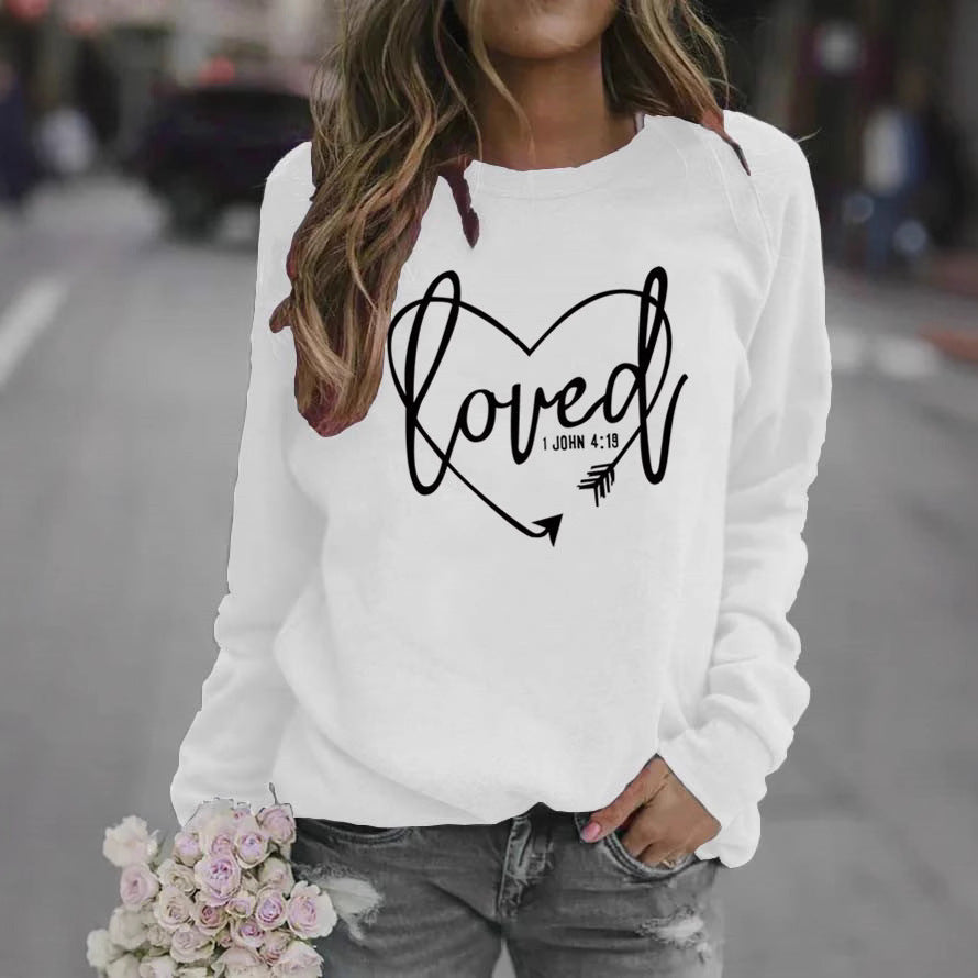 Damen Sweatshirt Herz-Aufdruck Inspirierend Grau - Norvielle