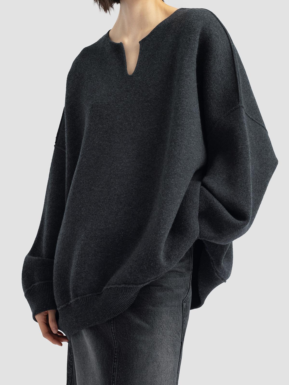Damen Oversized Strickpullover V-Ausschnitt