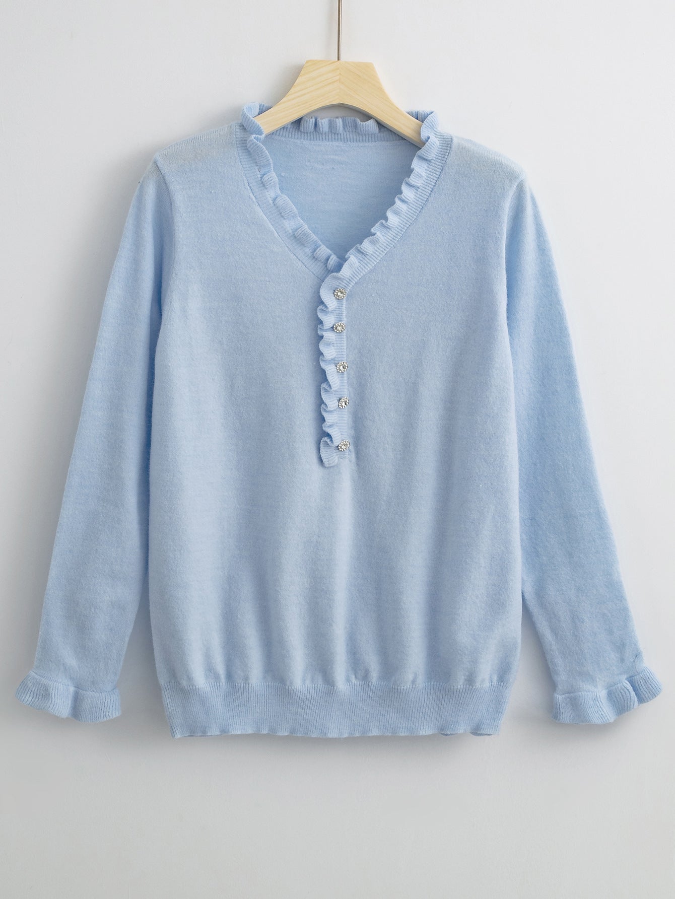 Damen Bluse Rüschendesign Knopfleiste Norvielle