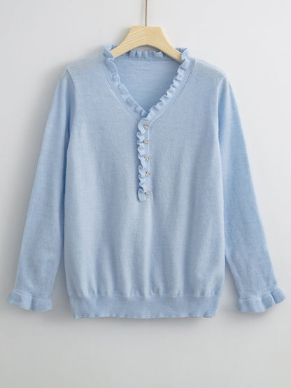 Damen Bluse Rüschendesign Knopfleiste Norvielle