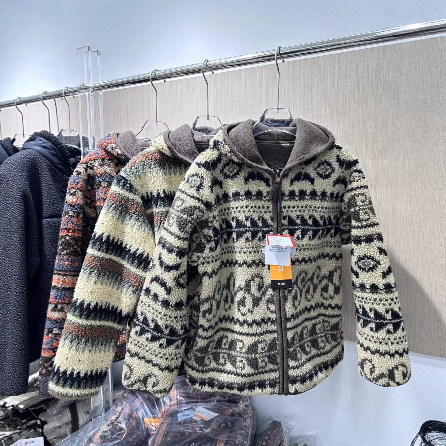 Damen Fleecejacke Mit Muster Grün