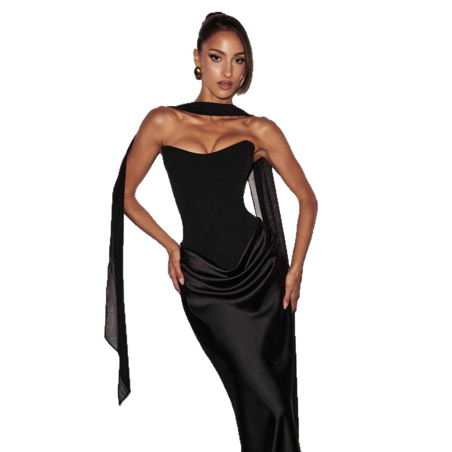 Damen Abendkleid Schulterfrei Elegant Schlitz Norvielle