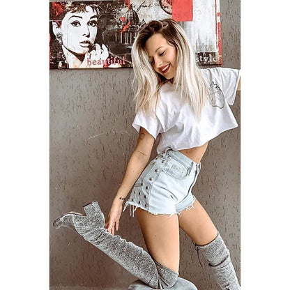Damen Jeansrock Lässiger Schnitt Mit Nieten
