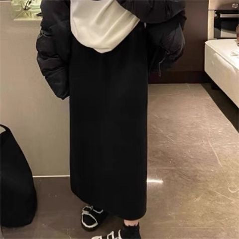 Damen Maxi-Rock Strickstoff Elegantes Design