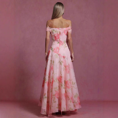Damen Maxikleid Blumenmuster Fließend Elegant Norvielle