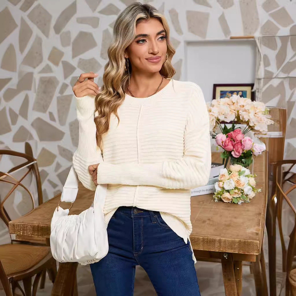 Damen Strickpullover Rippstruktur Lässiger Schnitt - Norvielle