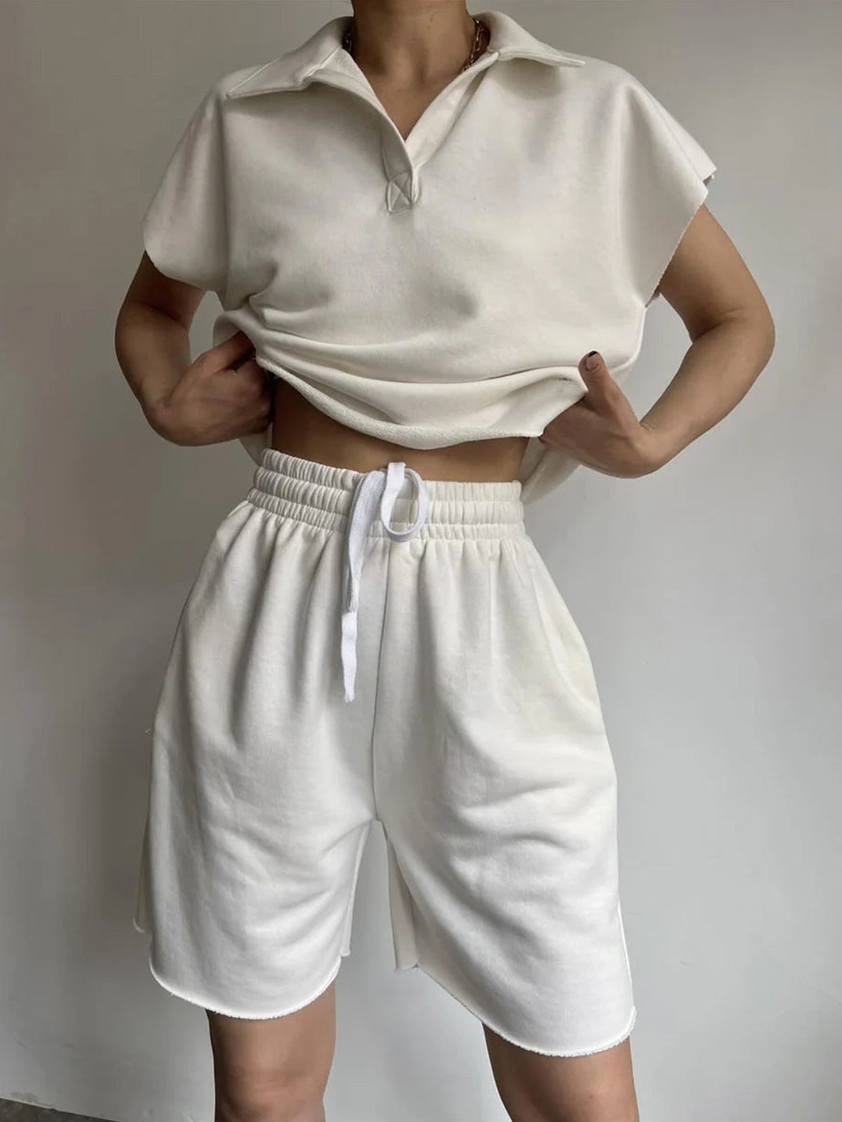 Damen Poloshirt Set mit Sweatshorts Norvielle