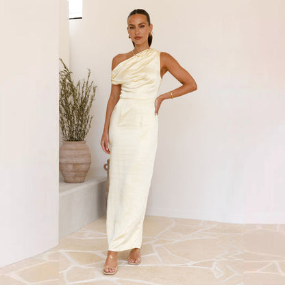 Damen Maxikleid mit Ausschnitt und Raffung Norvielle
