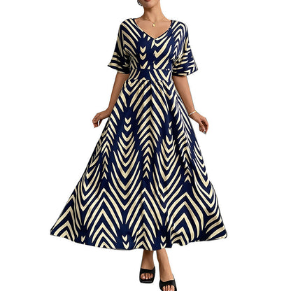 Damen Maxikleid V-Ausschnitt Geometrisches Muster Norvielle