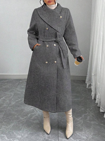 Damen Wollmantel Eleganter Doppelknopf