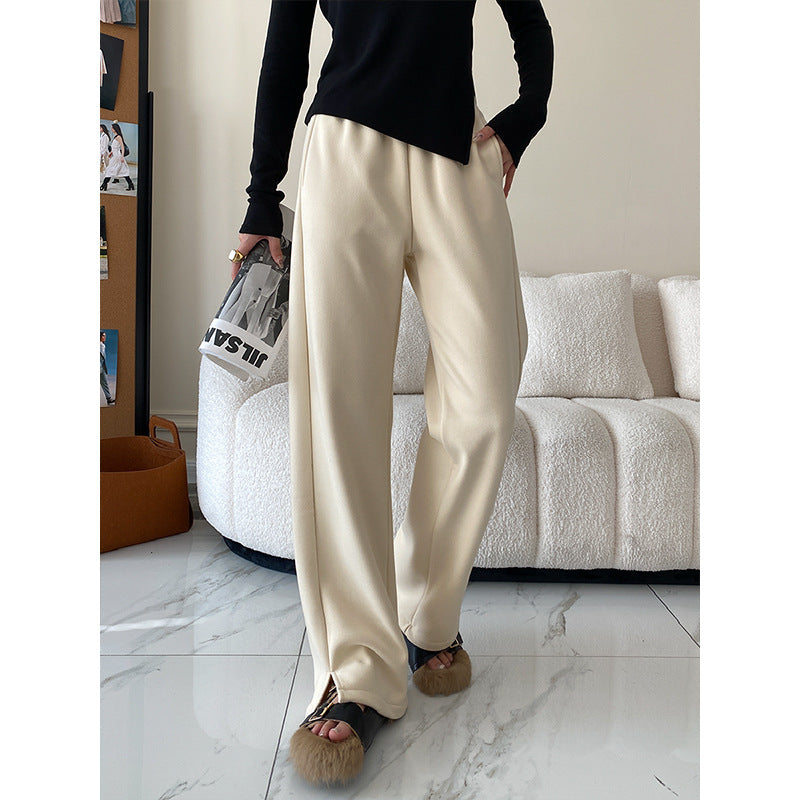 Damen High-Waist Hose Lässig Geschnitten Schwarz - Norvielle