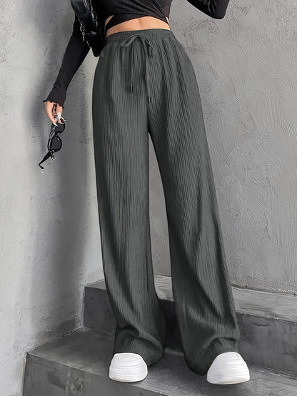 Damen Plissee-Hose Weit Elastischer Bund