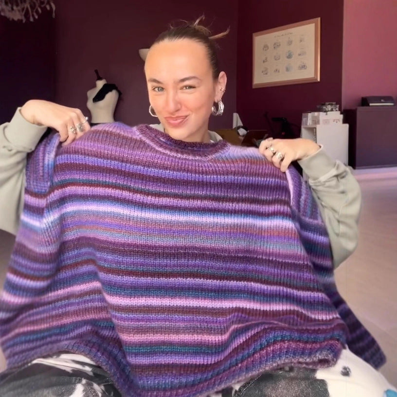 Damen Pullover Gestrickt Farbverlauf Norvielle