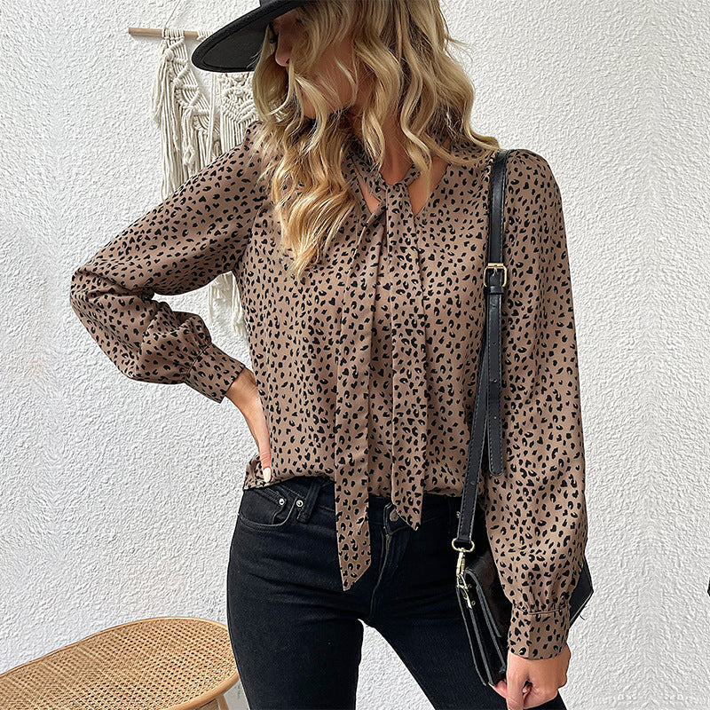 Damenbluse Tiermuster Atmungsaktives Baumwollgewebe