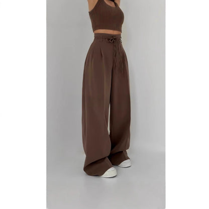 Damen Bundfaltenhose Elastischer Taillenbund Norvielle