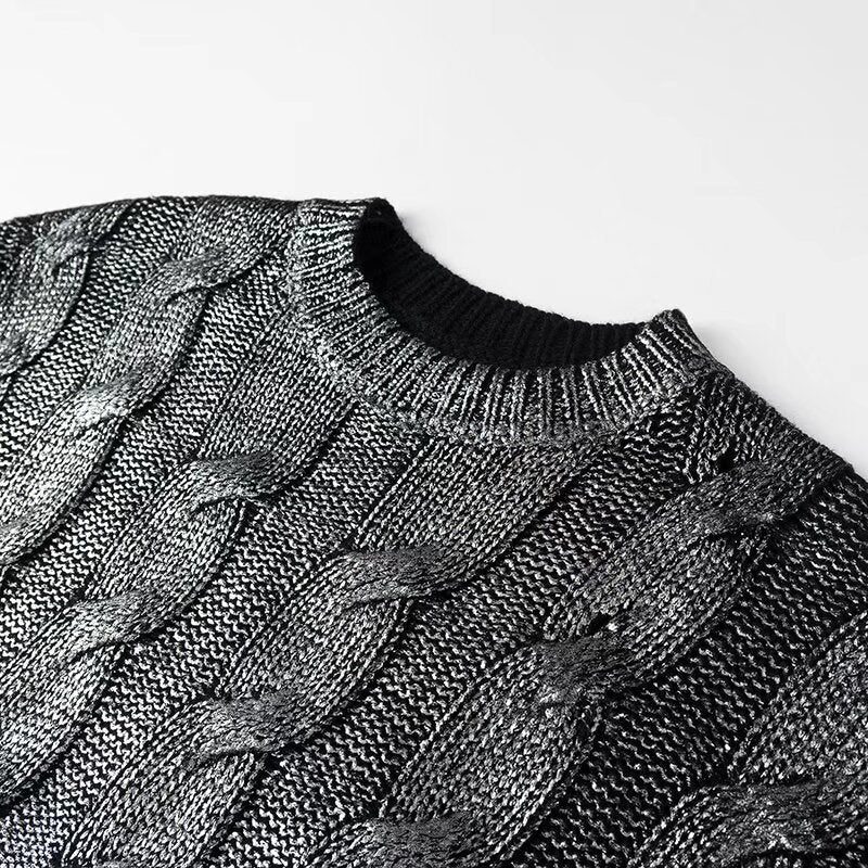 Damen Pullover Strukturiertes Zopfmuster Rundhalsausschnitt