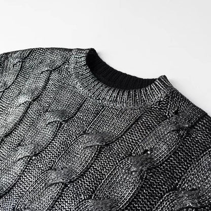 Damen Pullover Strukturiertes Zopfmuster Rundhalsausschnitt