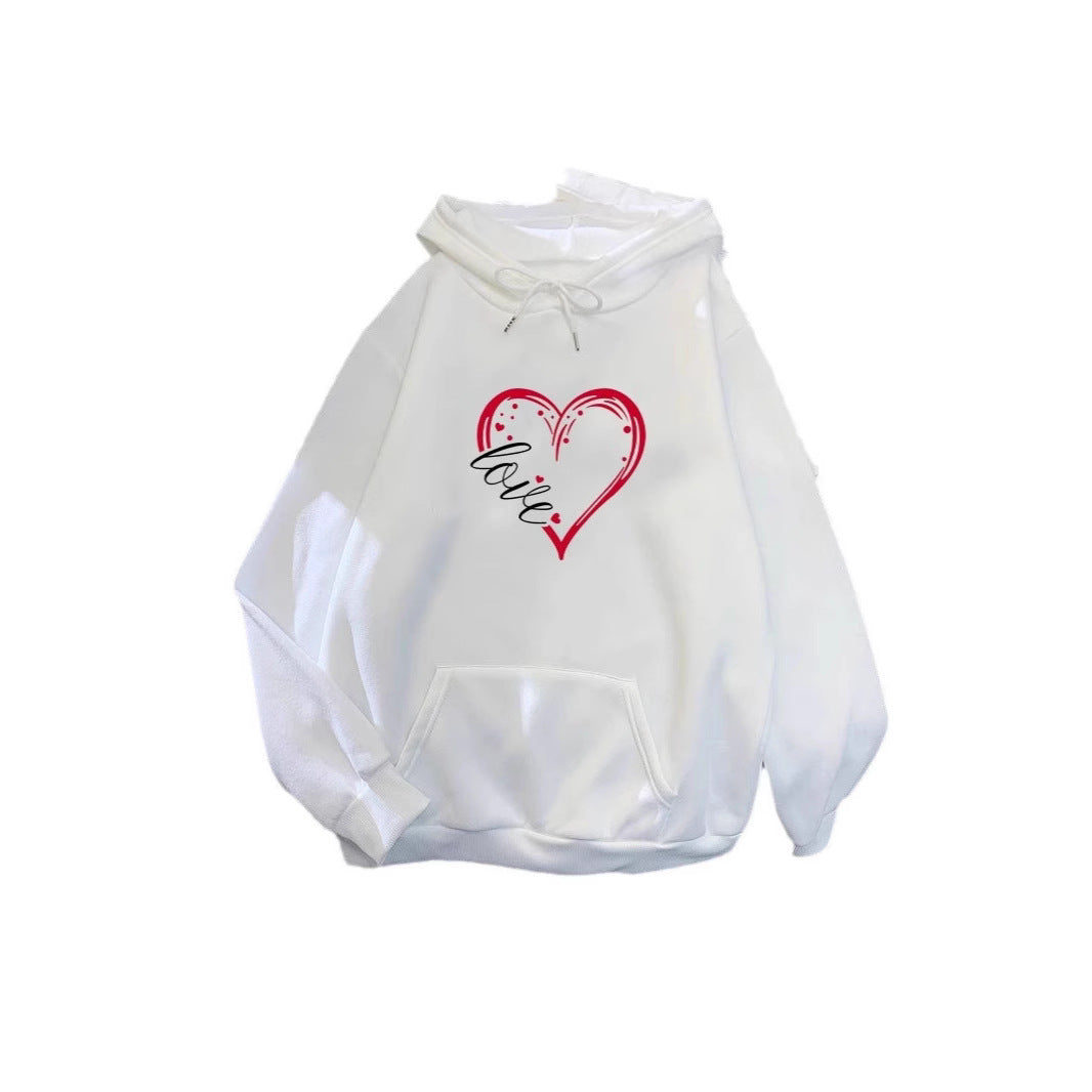 Damen Kapuzenpullover Fleece Herz-Design Weich Rosa