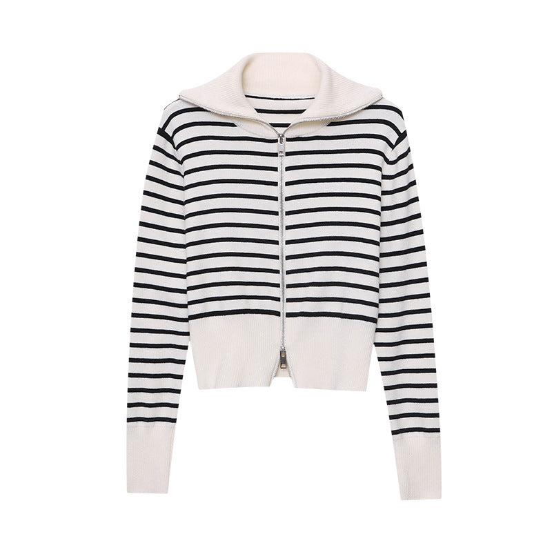 Damen Pullover Gestreift Hochgeschlossener Kragen Norvielle