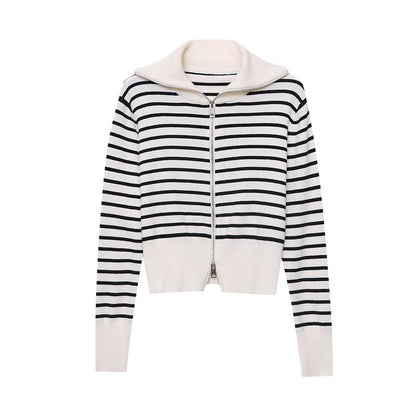 Damen Pullover Gestreift Hochgeschlossener Kragen Norvielle