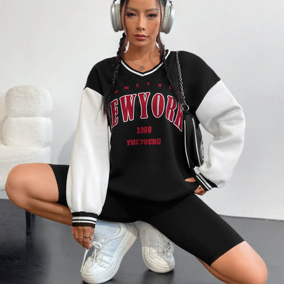 Damen Sweatshirt V-Ausschnitt Sportlich Norvielle