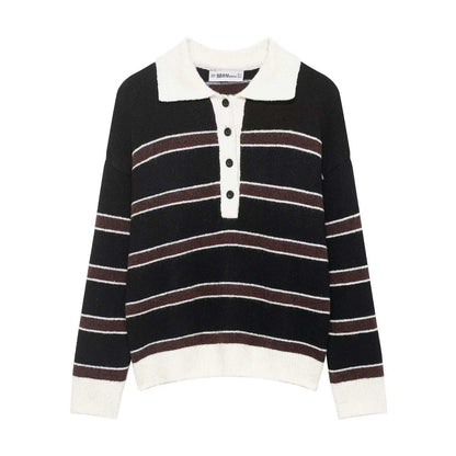 Damen Strickpullover Lässig Kragen Knopfleiste Norvielle