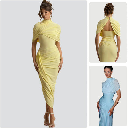 Damen Maxikleid Asymmetrisch Drapierungen Norvielle - Norvielle