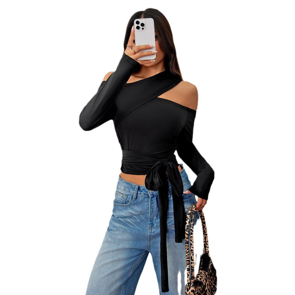 Damen Asymmetrisches Wickeloberteil mit Halter-Design und Raffung