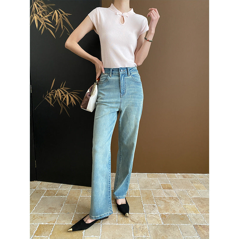 Damen Weite Jeans Hochgeschnittenes Modell Norvielle