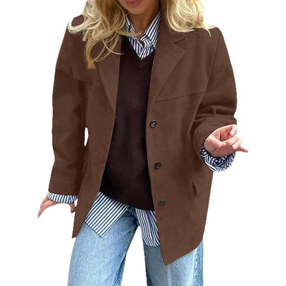 Damen Oversized Blazer Wildlederimitat