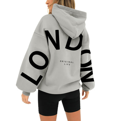 Damen Oversized Hoodie London Print Norvielle