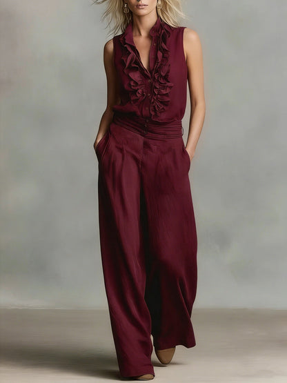 Damen Bluse mit Rüschendetails Klassischer Kragen Elegantes Design
