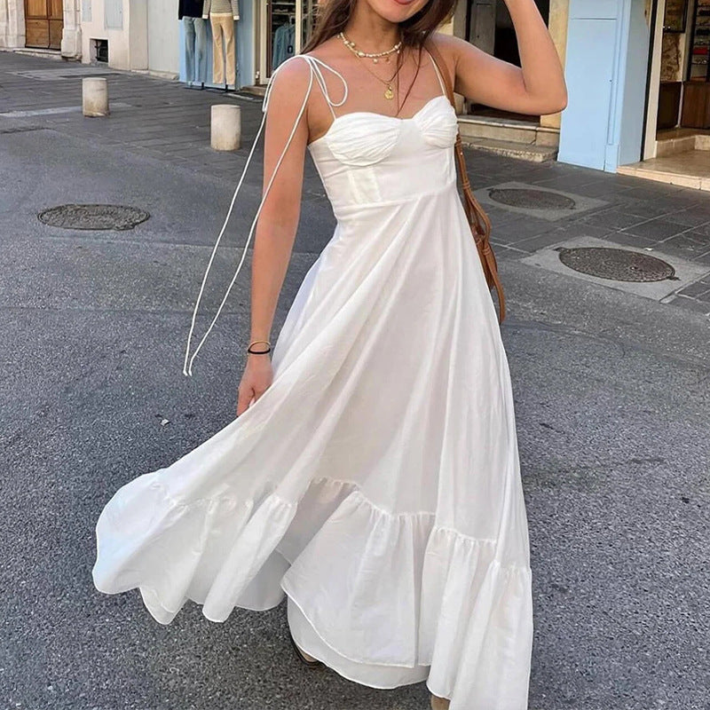 Damen Maxikleid Rüschensaum Tailliert Norvielle - Norvielle